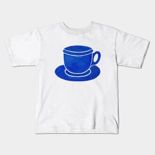 Blue Watercolour Tea Cup And Saucer Kids T-Shirt